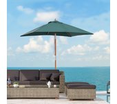 Sombrilla plegable de madera de abeto, 200 x 150 cm, regulable en 3 posiciones, color verde, para terraza y jardín.
