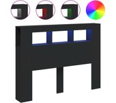 Cabecero con led madera de ingeniería negro 140x18,5x103,5 cm