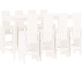 Mesa y taburetes altos jardín 9 pzas madera maciza pino blanco