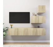 Vidaxl juego de muebles de salón 4 piezas roble sonoma
