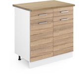 Vicco mueble bajo de cocina r-line, sonoma, 80 cm , et roble