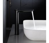 Imex - grifo monomando lavabo caño alto | grifo baño mezclador agua fria y caliente | serie dinamarca | color negro mate