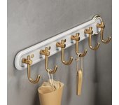 Ganchos de pared adhesivos resistentes, perchero de pared sin taladrar, ganchos para baño, 42 x 8,8 cm, color blanco