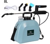 Pulverizador a batería de 8 litros con 3 boquillas de niebla, pulverizador eléctrico con mango recargable, varilla retráctil y correa para el hombro