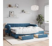 Sofá cama nido y cajones terciopelo azul 90x200 cm