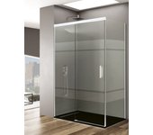 Mampara de ducha angular allstone basic 1+1 con lateral fijo, sin perfil inferior. 140x70 cm cristal serigrafiado perfil blanco