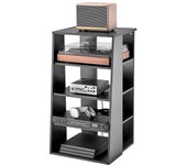 Vevor soporte av de 5 niveles, estante multimedia de madera, altura ajustable, para reproductor de dvd/decodificador de cable/consola de juegos, negro