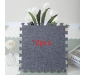 12 piezas de tapetes de juego de lino, ensamblables en tapetes cuadrados, insonorizados y lavables, 30*30 cm, gris oscuro