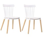 Pack de 2 sillas alna salón comedor cocina respaldo de barras color blanco pata haya inclinadas 100x36x55 cm