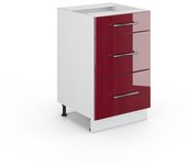 Vicco mueble bajo de cocina fame-line, rojo burdeos alto brillo, 50 cm sin encimera