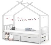 Vidaxl estructura cama niños y cajones madera maciza blanca 90x200 cm