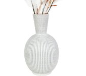Florero ceramica beige rayado