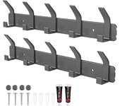 Paquete de 2 ganchos para abrigos, perchero gris, perchero de pared con 5 ganchos, ganchos para puerta para baño, cocina, sala de estar y pasillo