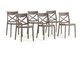 Conjunto de 6 sillas morgana de resina con fibra de vidrio, apilables para interior o exterior color tórtora