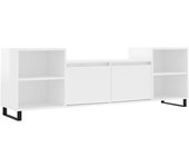 Mueble de tv de contrachapado blanco brillante 160x35x55 cm