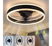 Nettlife ventilador de techo con iluminación led y control remoto - lámpara de techo silenciosa y regulable con ventilador, temporizador