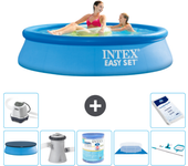 Paquete de piscina - intex - alrededor - 244x244x61 cm + accesorios a412