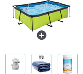 Paquete de piscina - exit toys - rectángulo - 220x150x65 cm + accesorios cb75