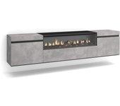 Amueblate online, mueble tv, televisión, muebles de salón, almacenaje, para tv hasta 80, chimenea eléctrica, colgado, suspendido, cemento