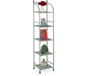 Relaxdays estantería metálica, acero, 145x33x28 cm, estante baño y cocina, 5 baldas, librería metal, sin fondo, verde