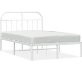 Estructura cama sin colchón con cabecero metal blanco 135x190cm