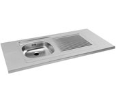 Fregadero de acero inoxidable pmr 18/10 liso, 1 tanque, 1 drenante, l120cm, vaciado non incluido