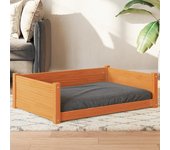 Cama para perros | lecho para perros madera maciza pino marrón cera 95,5x65,5x28 cm cfw64799