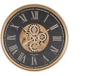Reloj de pared home esprit negro dorado cristal hierro 80 x 9,5 x 80 cm