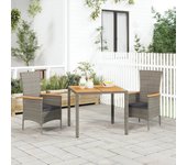 Set comedor de jardín 3 piezas，conjunto de comedor de exterior，conjunto de jardín con cojines ratán sintético gris cfw724594