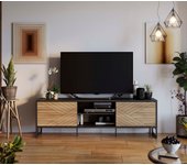Mueble de tv 55x180x45 cm lane 2 puertas correderas roble y negro talesa