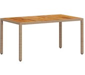 Mesa de jardín ratán pe y madera acacia beige 150x90x75 cm