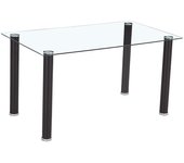 Mesa leiden de cristal templado transparente y patas tubulares metálicas, de 120 cm, color negro