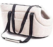 Bolsa transportín para mascotas, acolchada en beige, con asas de nylon, forro de felpa (beige, 53x22x26)