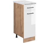 Vicco mueble bajo de cocina r-line, blanco alto brillo, 30 cm et mármol
