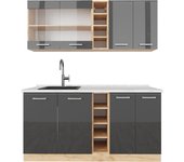 Vicco cocina versátil r-line, antracita brillo intenso/roble dorado eléctrico, 160 cm , et mármol