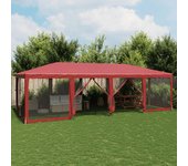 Tienda de jardín | carpa para fiestas con 12 paredes de malla hdpe rojo 8x4 m cfw310778