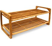 Relaxdays zapatero bambú con 2 estantes, 33 x 75 x 33 cm, natural
