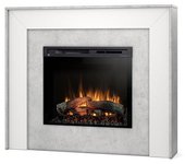 Zuni - chimenea eléctrica independiente con calefacción por suelo radiante led - 28' - cemento / blanco - 130.2 x 110 x 27.5