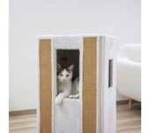 Kerbl rascador gatos forma de cubo galina blanco y marrón 40x40x78cm