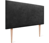 Dhome cabecero de tela aqualine liso y con patas cabeceros cabezal tapizado cama lujo (tela negro, 110cm (camas 80/90/105))