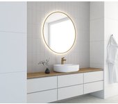 Round line led espejo redondo con marco dorado, 80 cm, interruptor y almohadilla antivaho