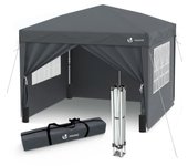 Carpa plegable gazebo 3x3m con 4 paredes, pabellón de jardín, color gris
