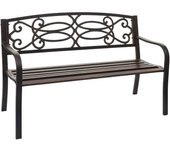 Banco de jardín hwc-f44, asiento de banco de parque, 2 plazas de acero con recubrimiento en polvo ~ bronce vintage