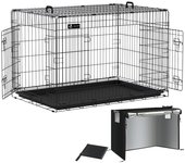 Jaula para perros de alambre metálico de 2 puertas, caja para perros con cubierta, perrera plegable 122x75x81cm