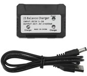 Cargador de equilibrio 2 en 1, 7,4 v, 2 s, 600 ma, carga rápida, ligero, portátil, para dron rc