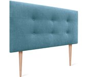 Dhome cabecero de cama acolchado capitoné 8cm de grosor. cabezal tapizado tela acualine con patas cabeceros de cama (turquesa, 105cm)