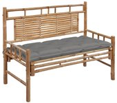 Banco de jardín con cojín bambú 120 cm