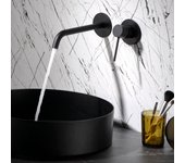 Imex - grifo monomando lavabo empotrado | grifo baño mezclador agua fria y caliente | serie milos stick | color negro mate