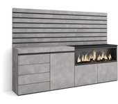 Amueblate online, aparador, con almacenamiento, dormitorio, habitación, chimenea eléctrica, cómoda, cajonera, cemento