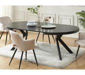 Mesa extensible de comedor 4 a 8 comensales de mdf y acero - negro - komoni